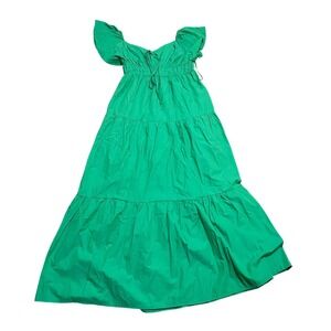 Luna Skies Green Tiered Maxi Dress XL Smocked Flutter Sleeve Sweetheart NWT